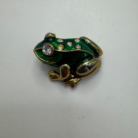 Vintage enamel and Swarovski crystal frog brooch. Unsigned. - Picture 7 of 10